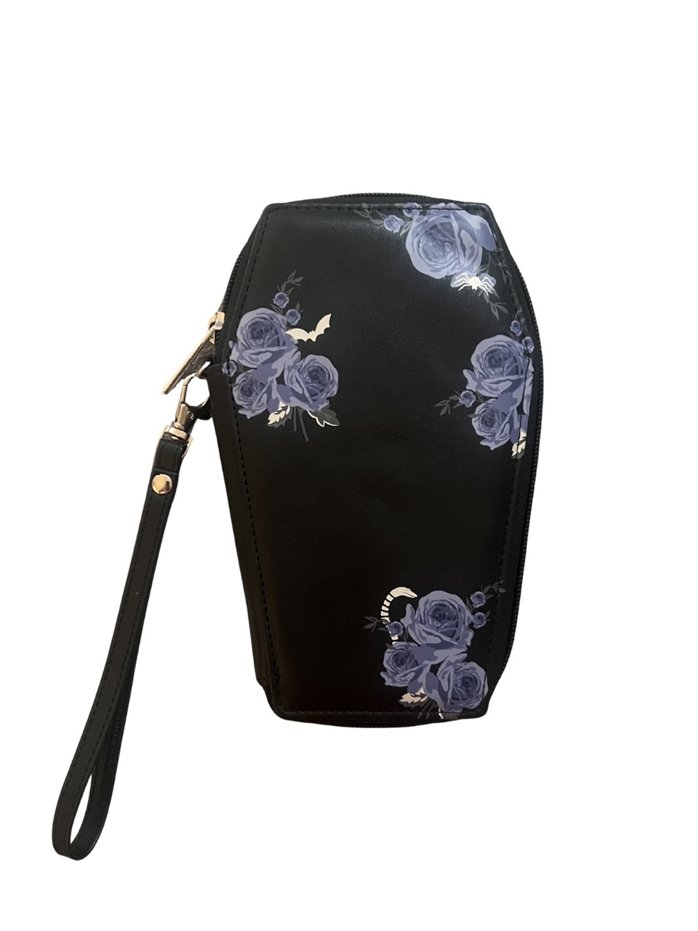 Black Wristlet Clutch with Lavender Rose Accent
